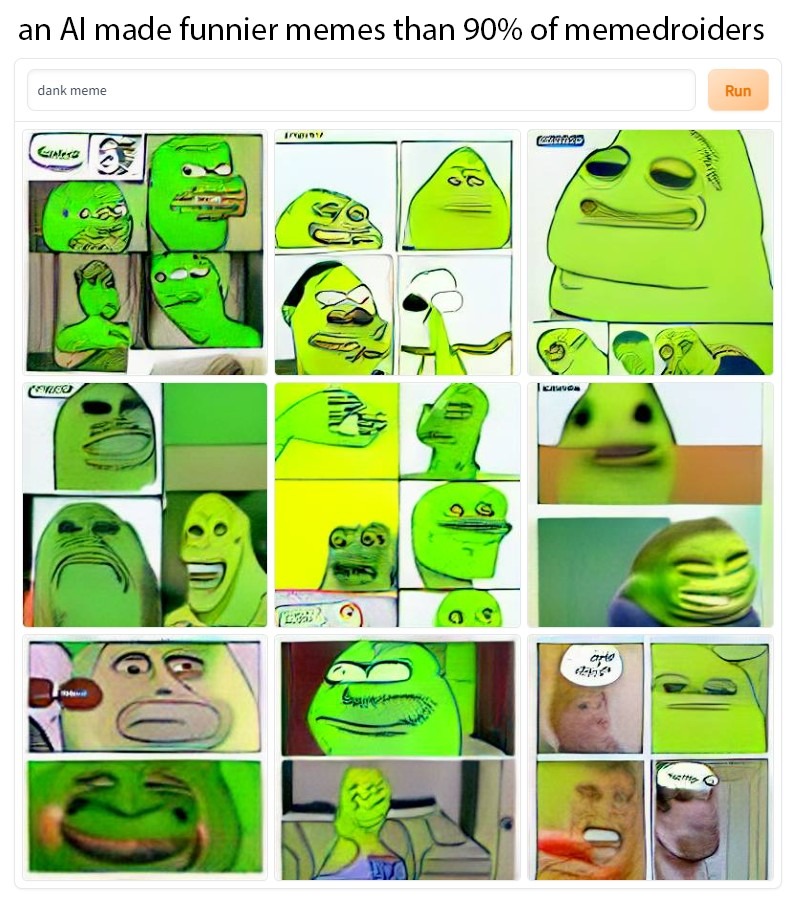 You can definitely see influence from pepe the frog and the Mike Wazowski/Sully face - meme