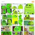 You can definitely see influence from pepe the frog and the Mike Wazowski/Sully face