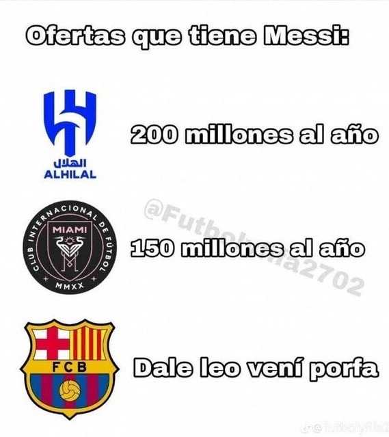 Las ofertas que tiene Messi - meme