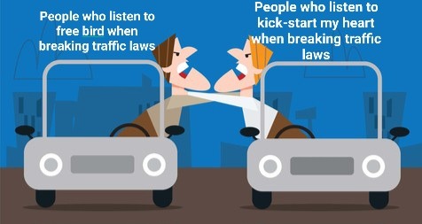 As long as you're breaking traffic laws it's okay - meme