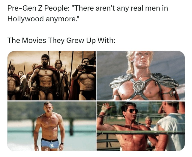 Real men in Hollywood - meme