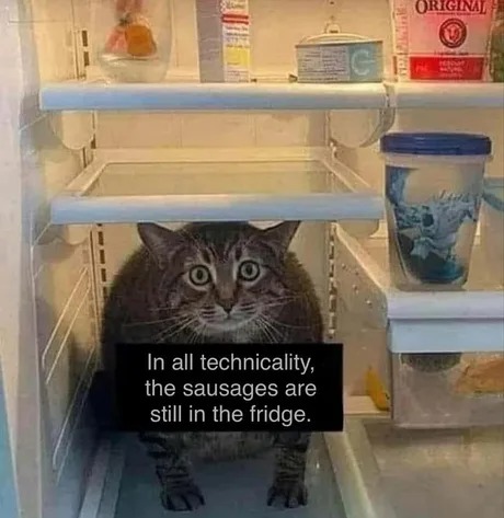 Sausages are still in the fridge - meme