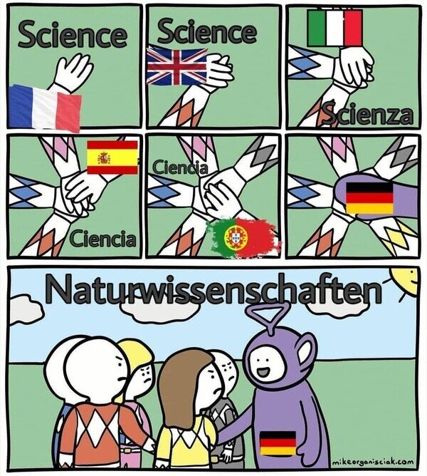 Ciencia en diferentes idiomas - meme