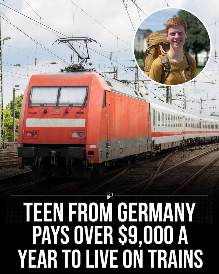 German teenager Lasse Stolley has been living and working on trains for a year and a half, saving thousands on rent. - meme