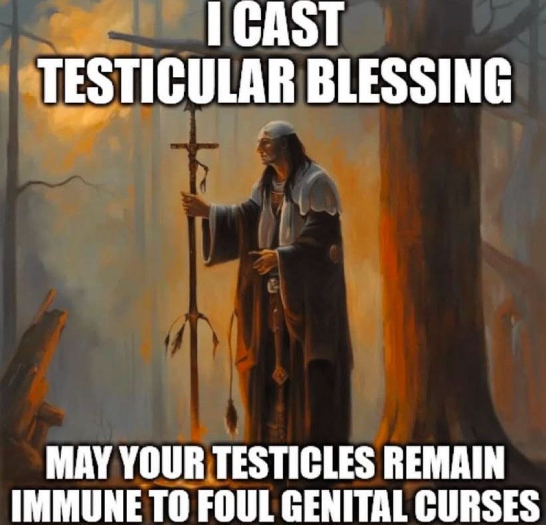 ﻿I CAST TESTICULAR BLESSING MAY YOUR TESTICLES REMAIN IMMUNE TO FOUL GENITAL CURSES