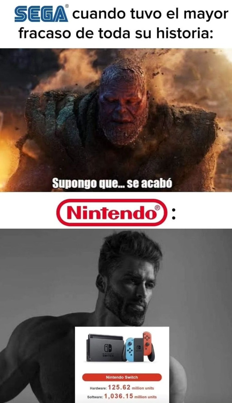 Sega y Nintendo ante los fracasos - meme