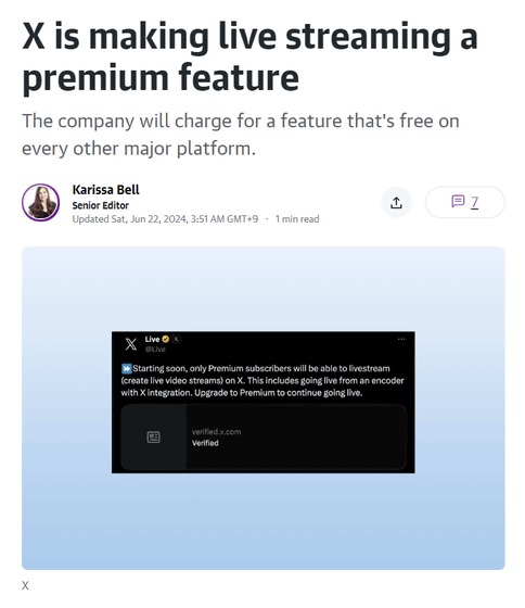 X is making live streaming a premium feature - meme