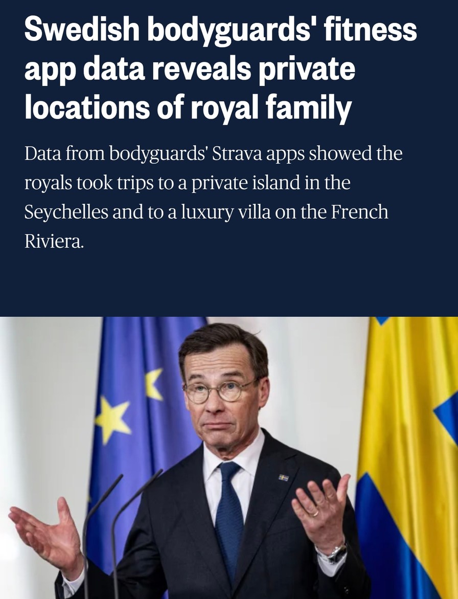 Strava snitching on Swedish royals' vacation spots - meme