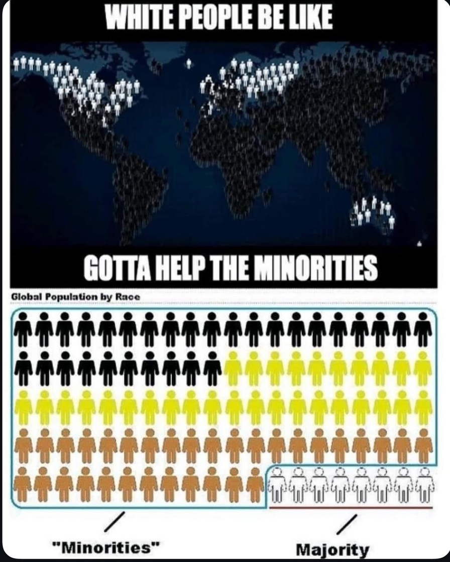 ﻿WHITE PEOPLE BE LIKE GOTTA HELP THE MINORITIES Global Population by Raoc “Minorities” Majority