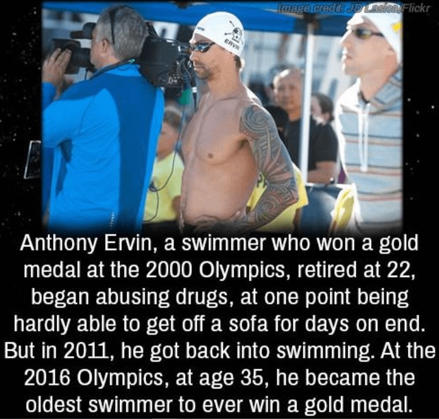 The story of Anthony Ervin the gold medalist in swimming - meme