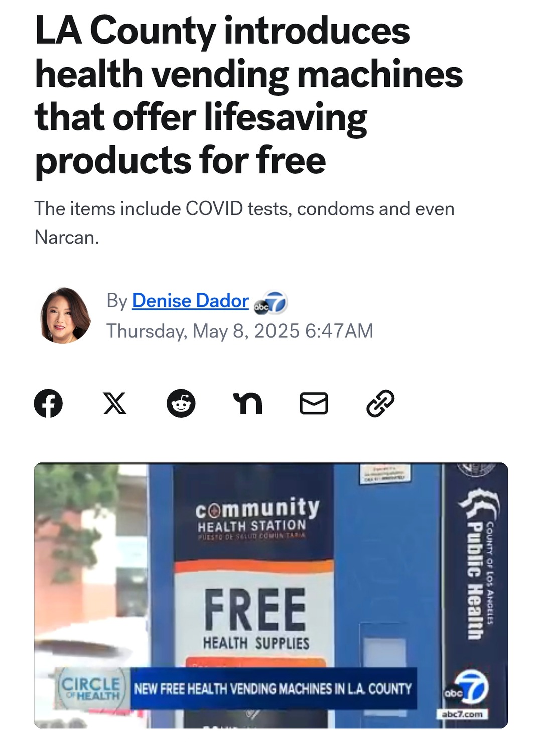 LA drops free health vending machines with Narcan and more - meme