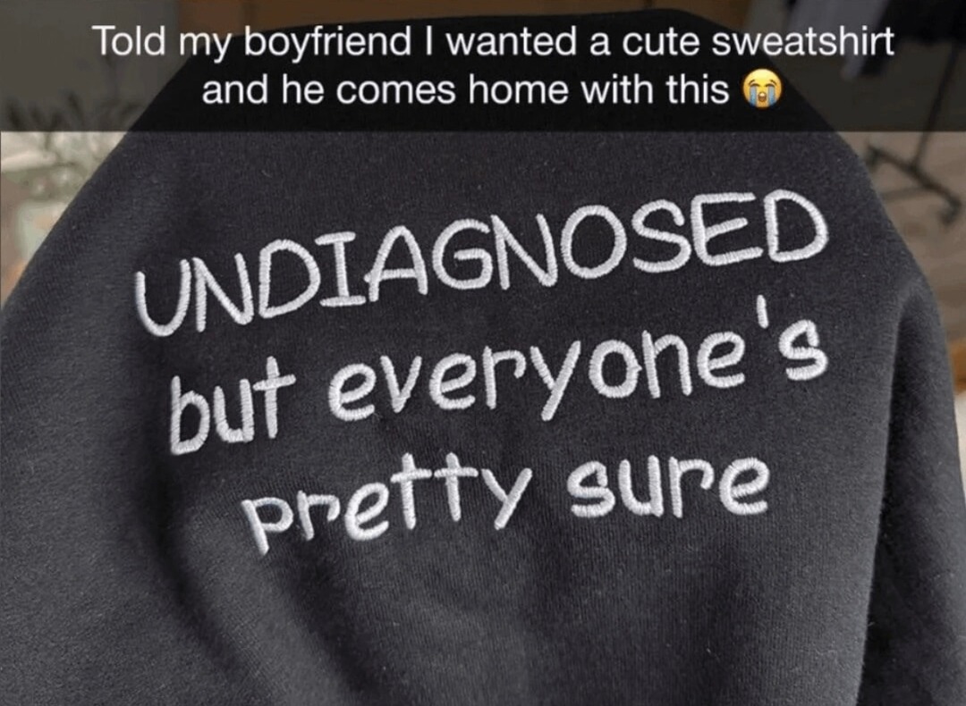 Asked for a cute sweatshirt, got diagnosed instead - meme