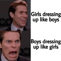 Girls dressing up like boys vs boys dressing up like girls
