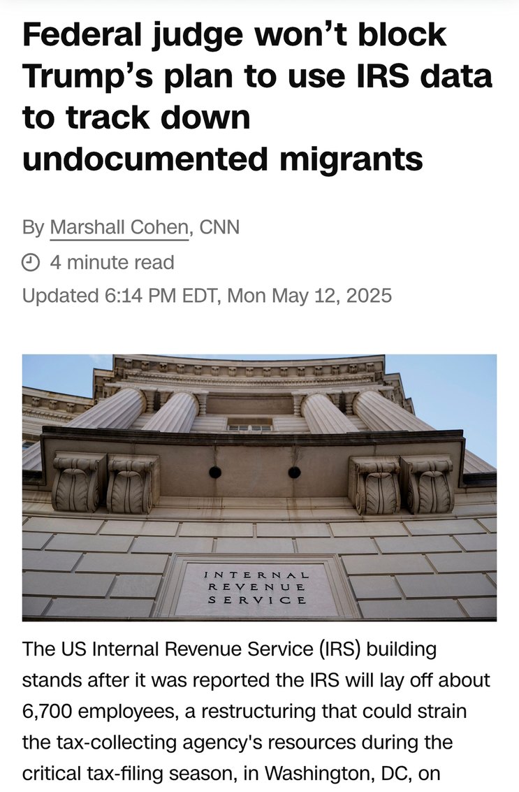 IRS layoffs and immigration tracking? what a Monday combo - meme