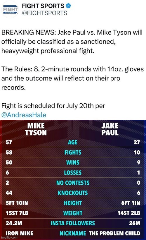 Mike Tyson Vs Jake Paul fight rules - meme