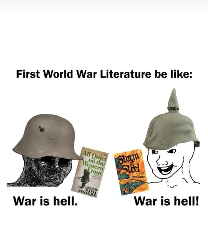 Contexto en los comentarios, aunque es, básicamente, literatura de la primera guerra mundial - meme