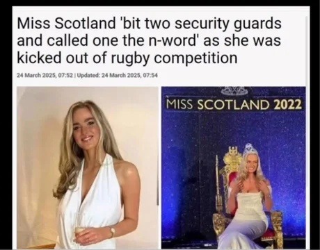 Miss Scotland’s rugby exit speedrun went full chaos mode - meme