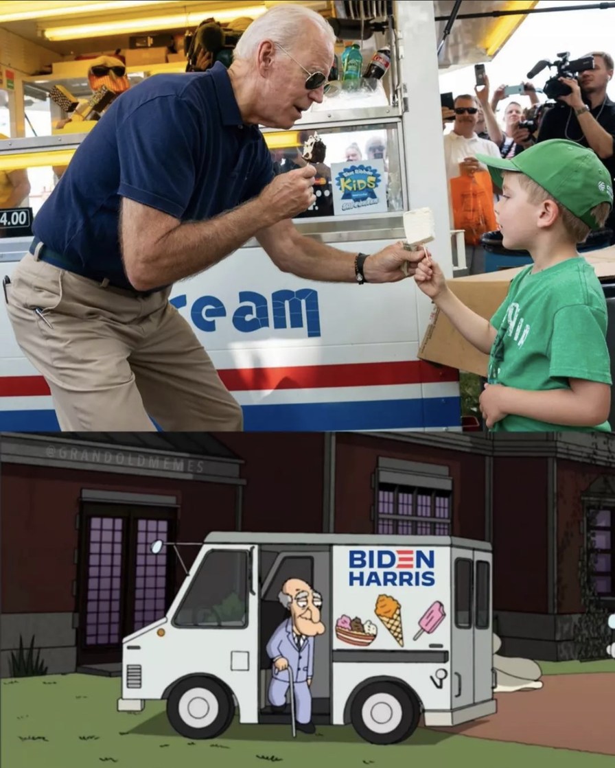 what’s with Biden and ice cream? - meme