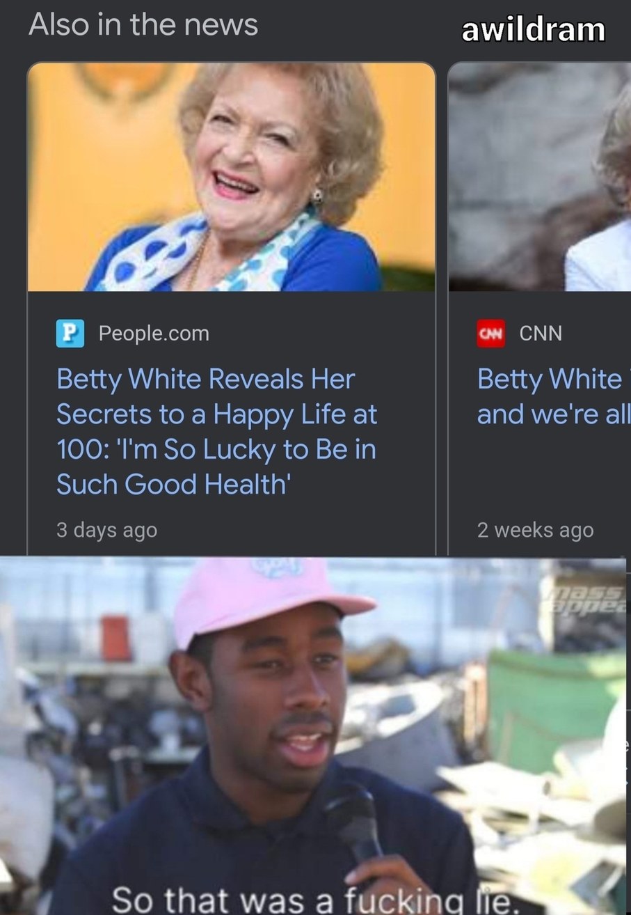 Rip Betty white - meme
