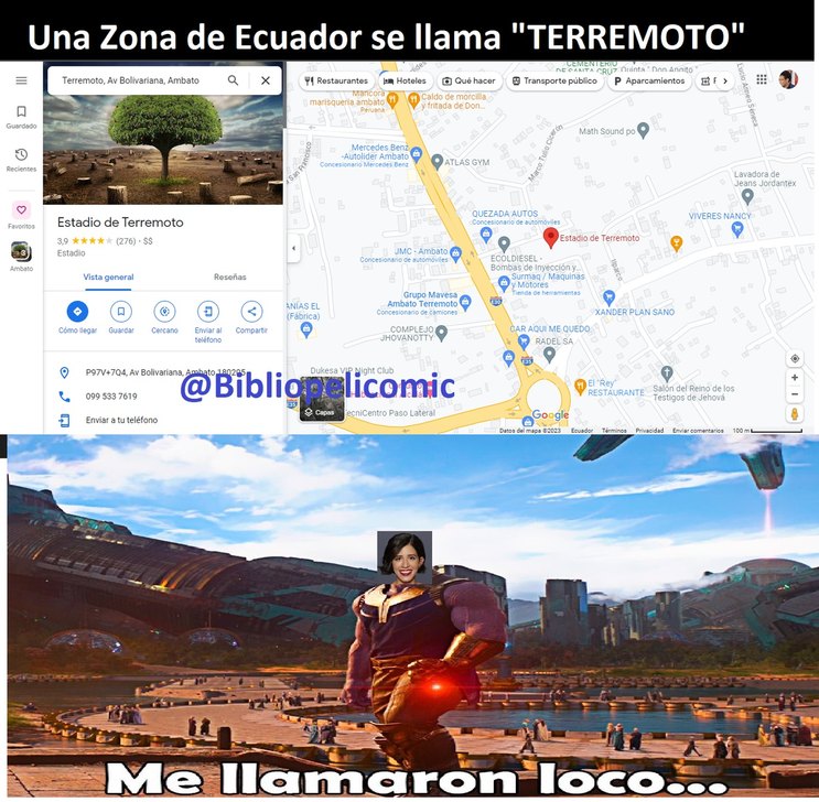Una Zona de Ecuador se llama TERREMOTO - meme