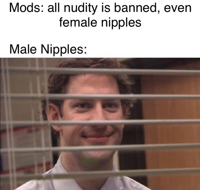 Male Nipples are OK, Female Nipples are NOT - meme