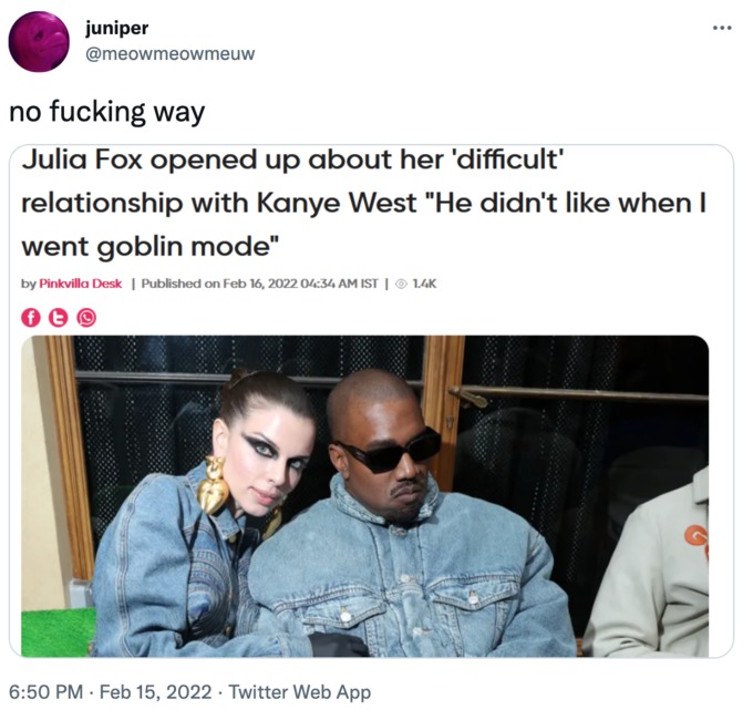 Goblin mode and Kanye West - meme