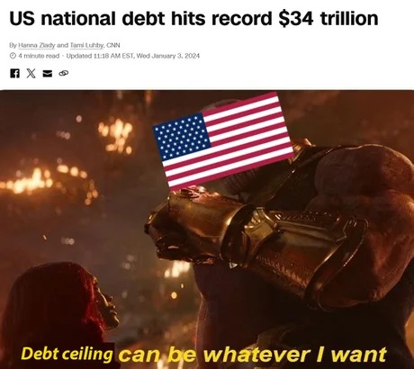 Us National debt hits record - meme