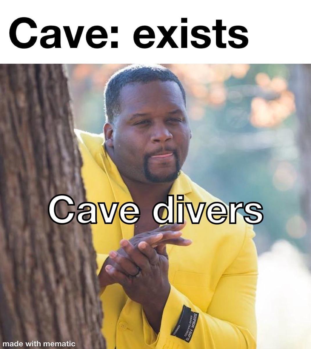 Cave exists. Humans: Its show time - meme