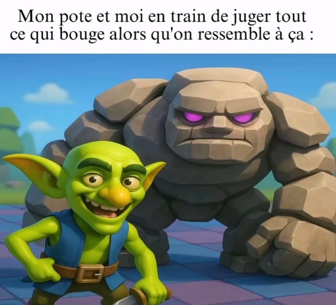Nous à juger le monde alors qu'on dirait deux sims abandonnés - meme