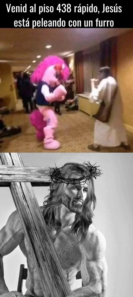 La segunda bajada de Cristo para combatir a los furros - meme