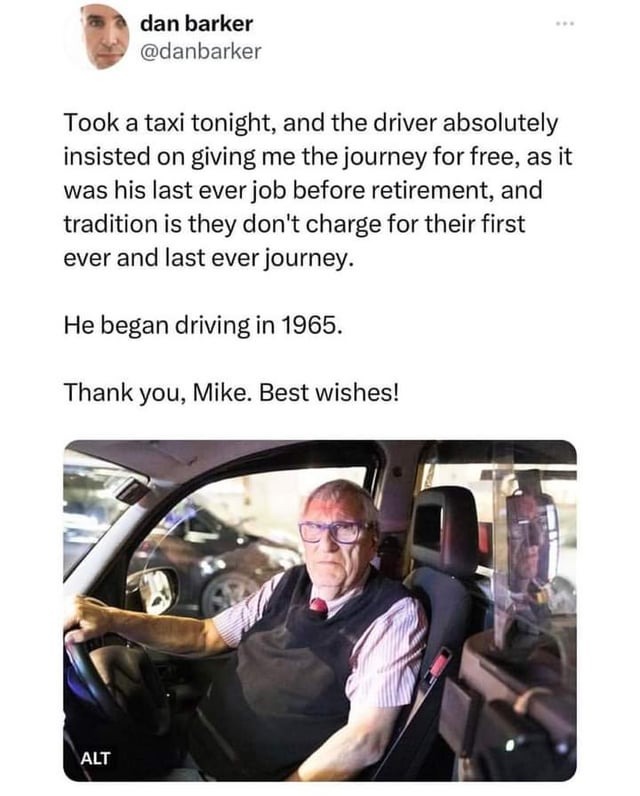 Wholesome taxi driver - meme