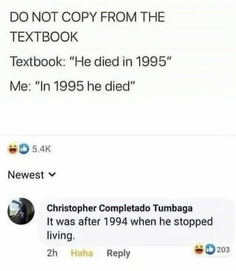 DO not copy fromt he textbook - meme