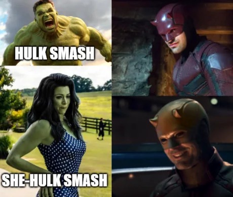 She-Hulk smash Daredevil - meme
