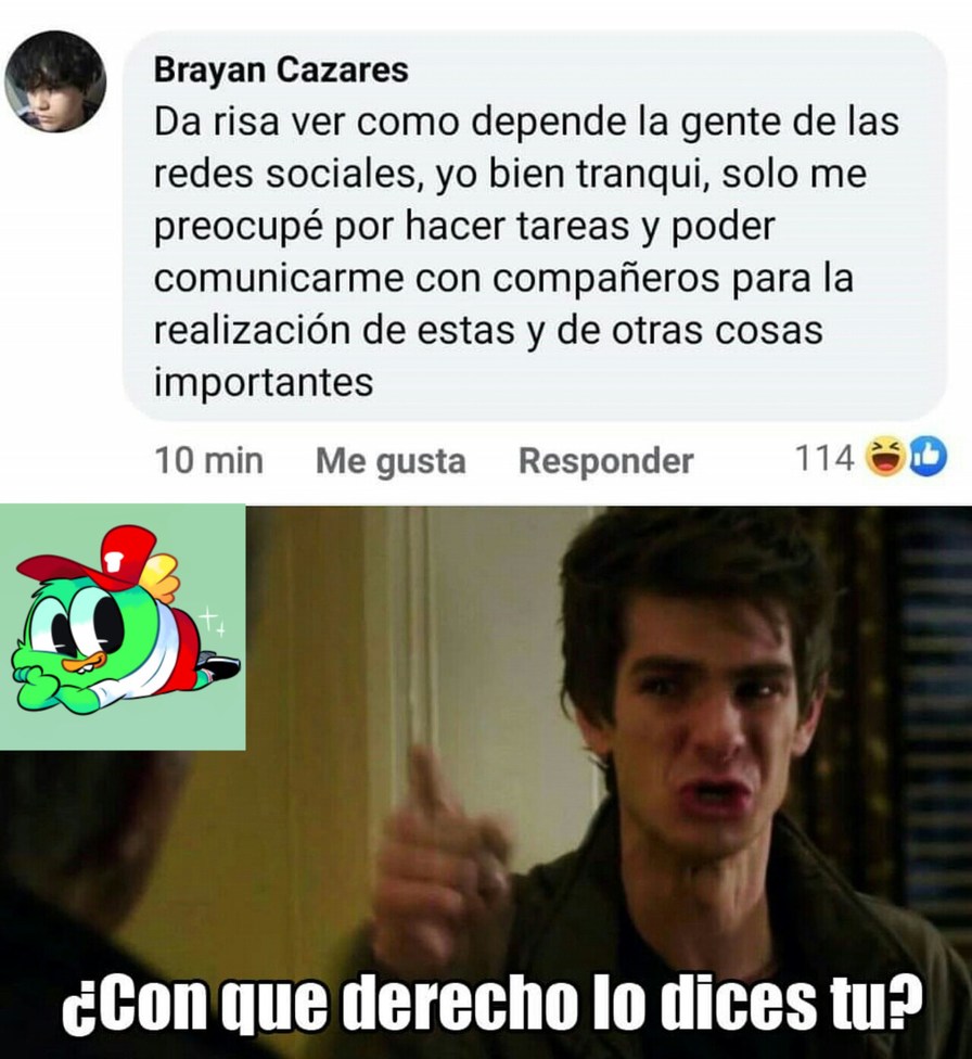 Cuanta ironía, éste tenía que usar la internet para decir eso,encima tiene de foto de perfil de un chino - meme