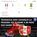 Don Cangrejo perdio su dinero por que Peru Ganó