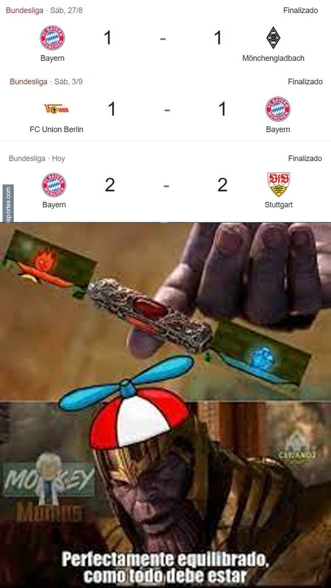 3 empates en Bundesliga seguidos del Bayern 2 - meme