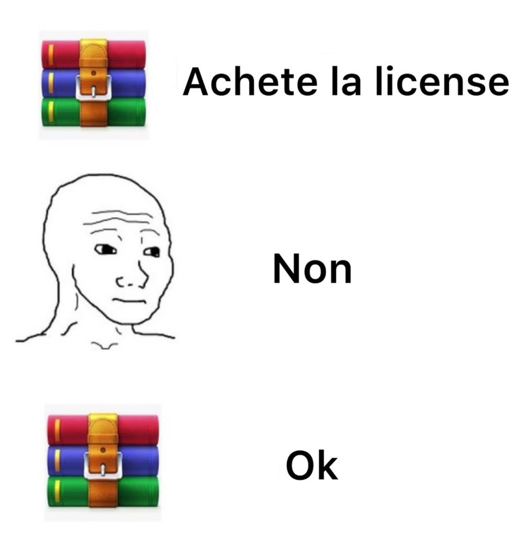 Achete la licence. Non. Ok. - meme