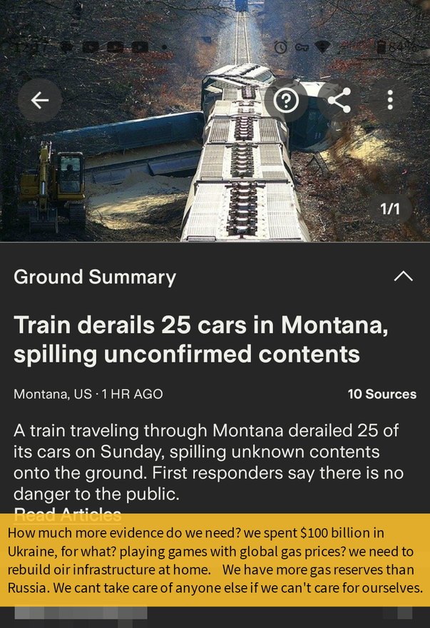 Another train derailment, another gift to the globalists. - meme