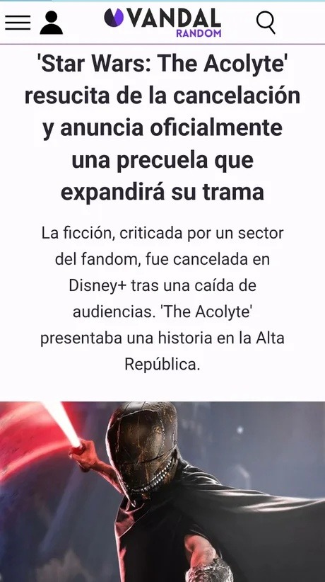 The Acolyte revive pa' seguir liándola en el lore de Star Wars - meme