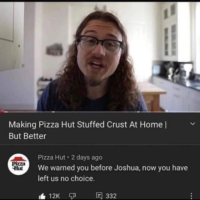 No one out pizzas the Hut - meme