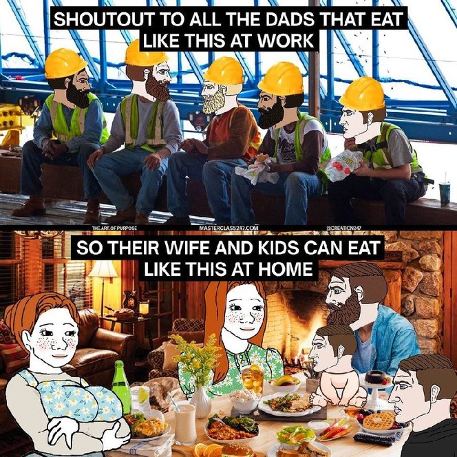 Shoutout to dads eating scraps so families eat feasts - meme