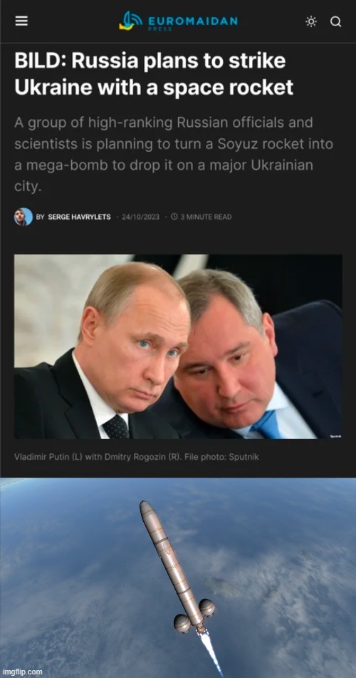 Russia plans to strike Ukraine with a space rocket - meme