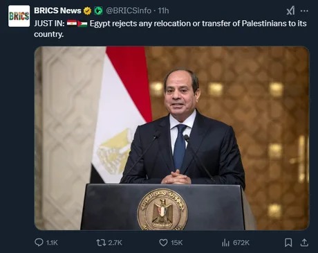 Egypt rejects any relcx:ation or transfer Of Palestinians to its country - meme