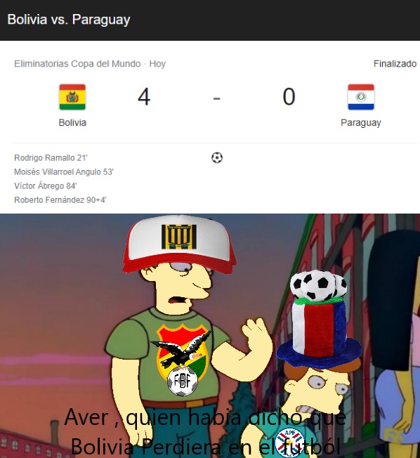 Bolivia 4 Paraguay 0 de las eliminatorias de la Copa Mundial Qatar 2022 - meme
