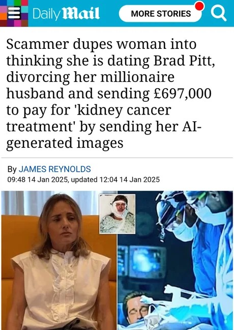 Brad Pitt scam works great - meme