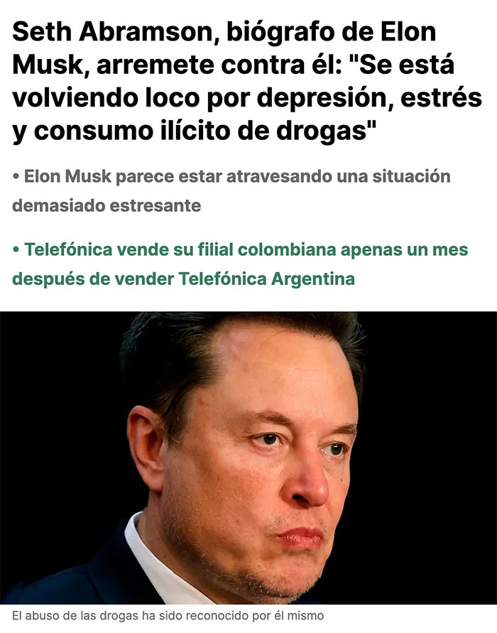 Biografo de Elon musk dice que se está volviendo loco - meme