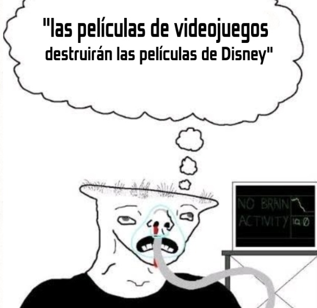 Yo no estoy defendiendo a Disney ni a sus bodrios recientes, pero me da risa ver como la gente cree que solo porque Minecraft destrono a negranieves, las pelis de videojuegos destruirán a las de Disney, ya se parecen a los fans de dreamworks en el 2023 - meme