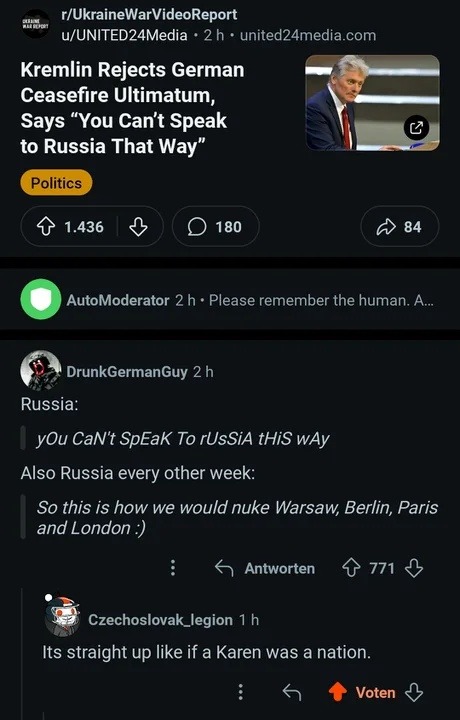 Russia: don't talk to us like that. Also Russia: so anyway here's how we'd nuke Paris - meme