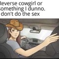 Reverse Cowgirl or something IDK I'm a virgin meme