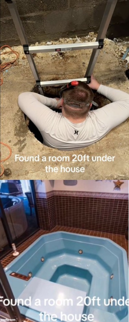 Couple found a secret room 20 ft under their house - meme